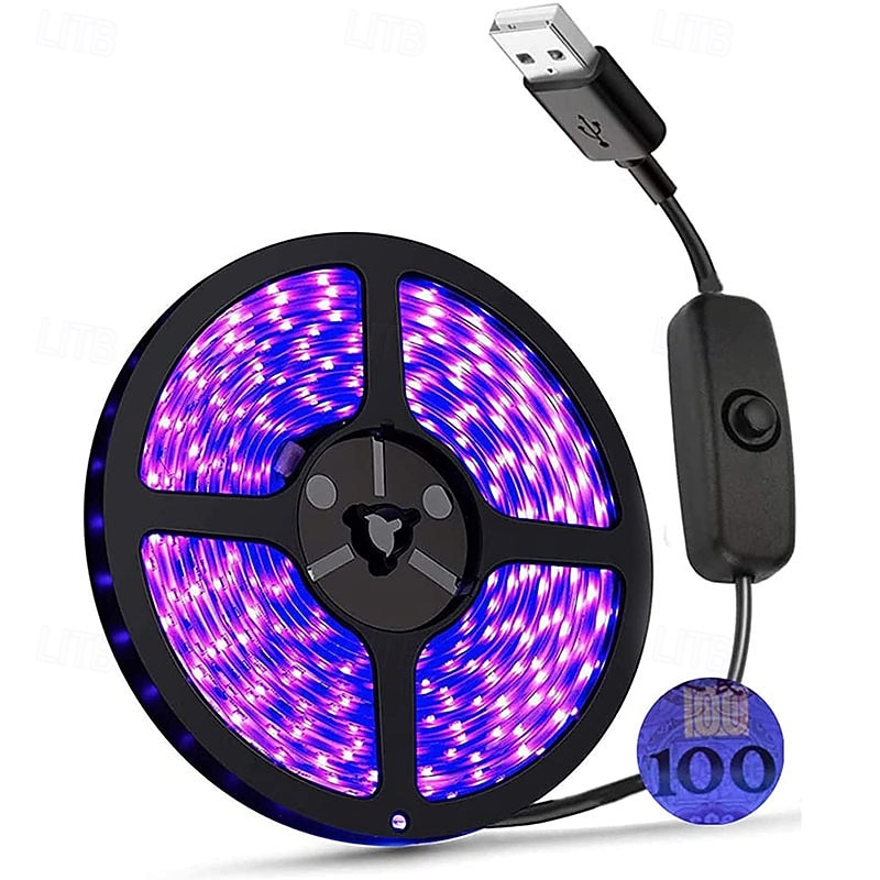 LED Strip Lights 0.5m 1m 2m 2.5m 3m 4m 5m Strips String Lights 30/60/120/150/180/240/300 LEDs 1PC 5 V USB Powered Outdoor High Density LED Light Strips Creative String Lights Purple