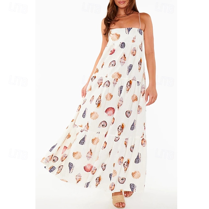 Women's Midi Dress Summer Dress Slip Dress Fashion Outdoor Holiday Going out Regular Fit Flower Sleeveless Spaghetti Strap White Summer2