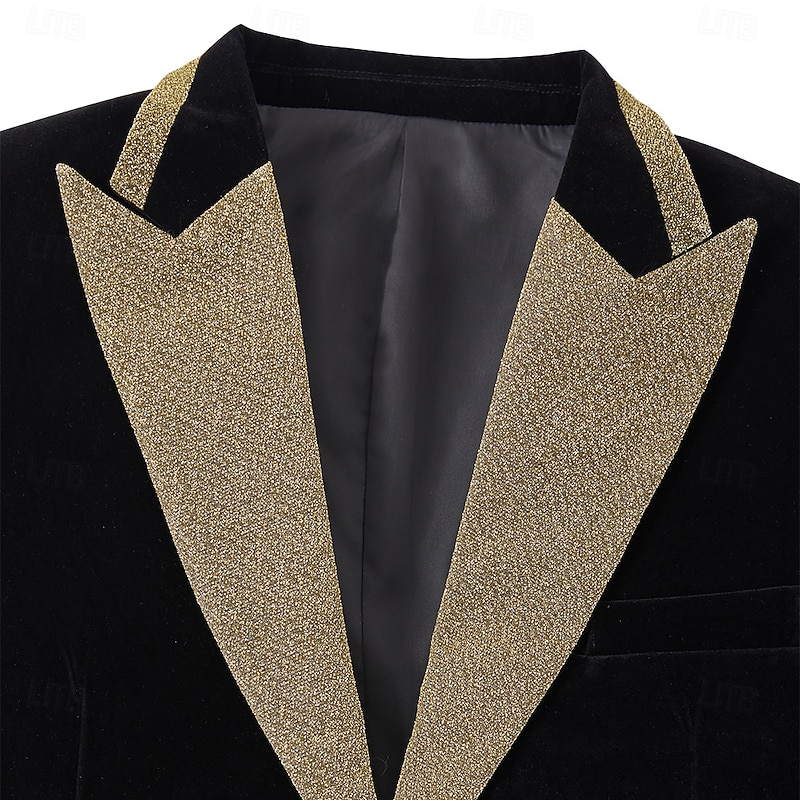Men's Wedding Party Suits Peaked Lapel Black Fashion Party Solid Colored Standard Fit 3 Piece Single Breasted One-button4