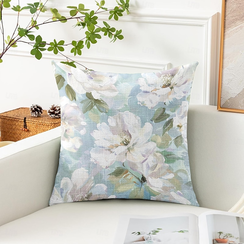 Floral Decorative Toss Pillows Cover 1PC Soft Square Couch Cushion Case Pillowcase for Bedroom Livingroom Sofa Chair Spring Summer3
