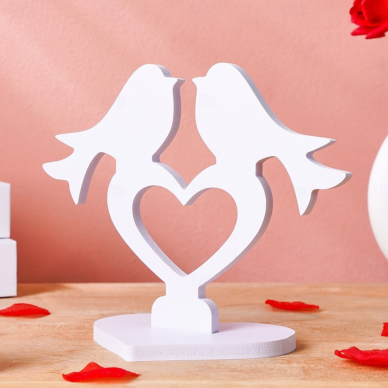 Romantic Love Bird Table Ornament – PVC Board Decorative Statue, Indoor Wedding Anniversary Decoration, Heartwarming Desk Figurine for Valentine's Day, Hotel Decor, and Creative Gift3