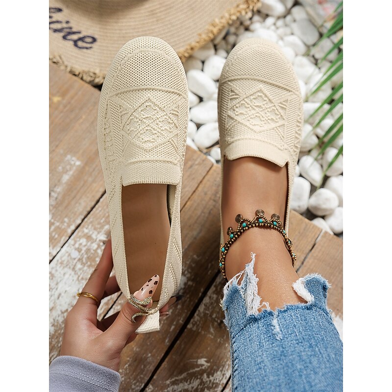 Women's Flyknit Slip-On Flats – Breathable Lightweight Casual Shoes for Walking & Daily Wear2