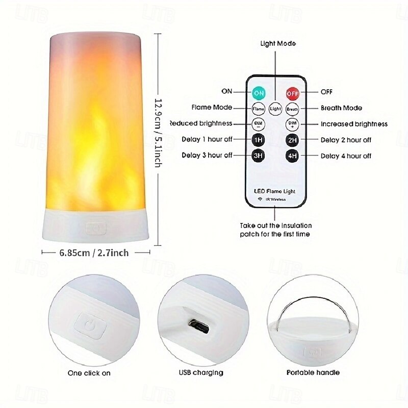 LED Flame Lamp Creative Atmosphere Decoration Children's Day Halloween Christmas Gift with Remote Control, Suitable for Outdoor Camping Picnic Flame Lamp3