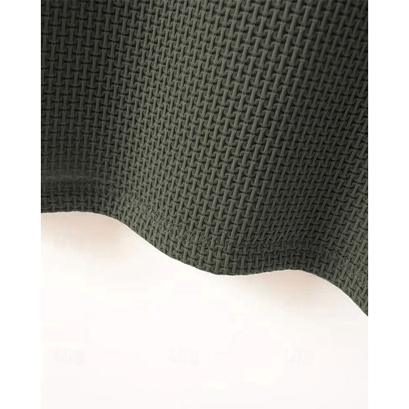 Men's Golf Shirt Golf Polos Shirts Work Casual Lapel Short Sleeve Basic Modern Plain Buttons Jacquard Summer Spring Regular Fit Black White Navy Blue Khaki Army Green Golf Shirt4