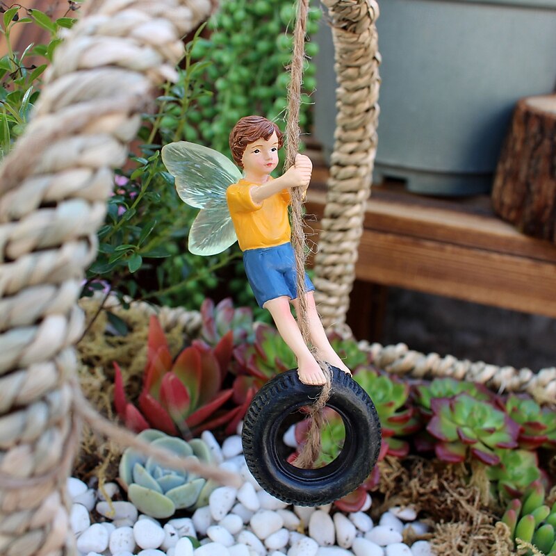 Flower Fairy Resin, Swing Tire Swing Flower Fairy Resin, Fairy Figurines for Outdoor Garden Yard Lawn Supplies Home Decor4