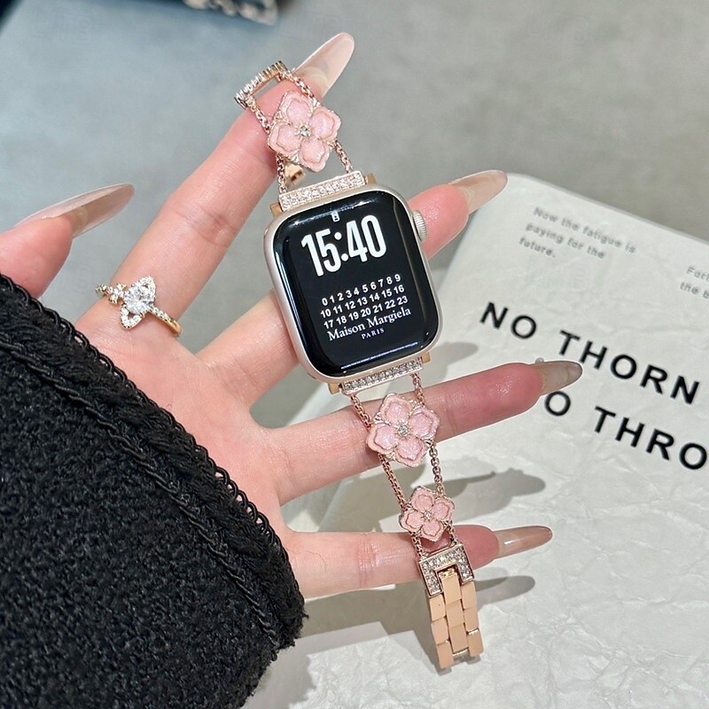 Solo Loop Compatible with Apple Watch band 38mm 40mm 41mm 42mm 44mm 45mm 49mm Women Luxury Alloy Strap Replacement Wristband for iwatch Ultra 2 Series 9 8 7 SE 6 5 4 3 2 13