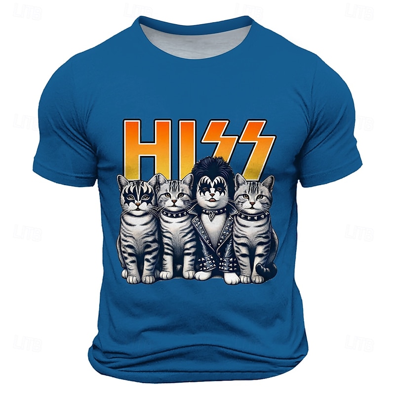 Men's Cat Music Funny T Shirt Short Sleeve T shirt 3D Print Crew Neck Shirt Fashion Daily Street Daily Black Yellow Blue Summer Spring Clothing Apparel S M L XL XXL XXXL2