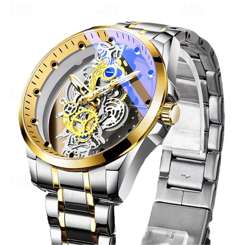New double-sided hollow transparent fully automatic watch for men's leisure sports business waterproof night light handsome and stylish men's watch3