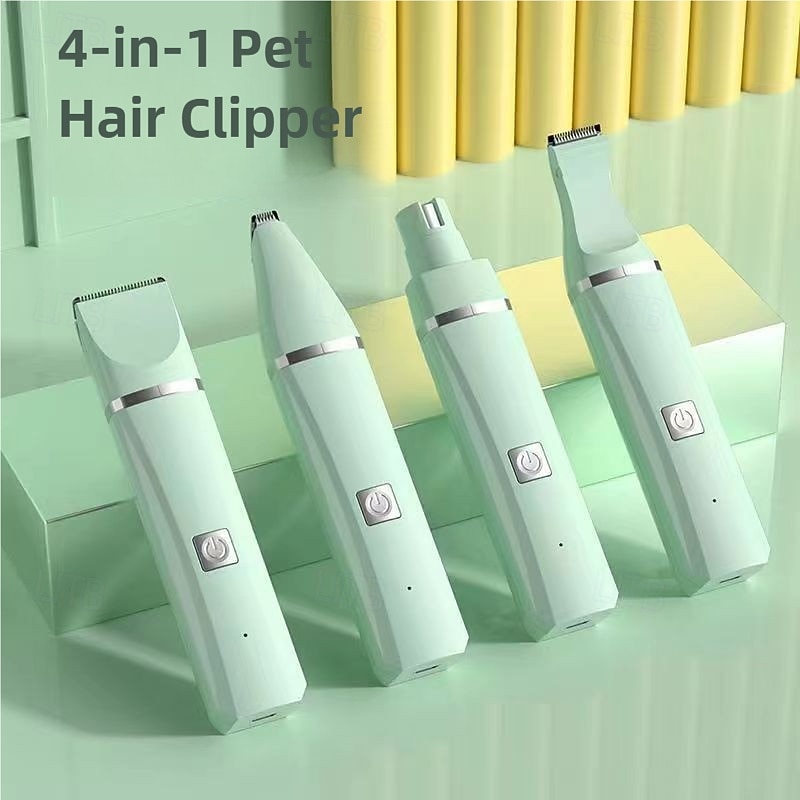 4 IN 1 Quiet Pet Grooming Kit Rechargeable Dog & Cat Hair Clippers with Low-Noise Paw Trimmer and Cordless Nail Grinder - USB Powered4