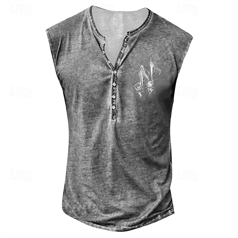 Men's Tank Top Vest Top Undershirt Sleeveless Shirt Sleeveless V Neck Summer Printing Fashion Designer Vacation Street Going out Black White Ginger Top Tee for Men2