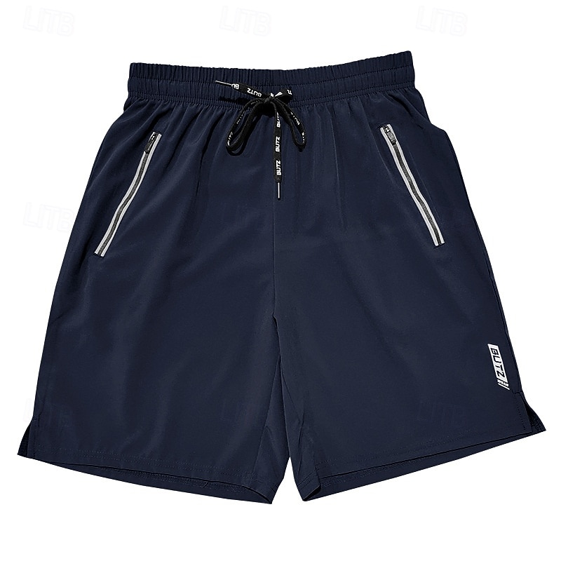 Men's Athletic Shorts Shorts Running Shorts Gym Shorts Sport Daily Quick Dry High Stretch Comfortable Pocket Drawstring Elastic Waist Letter Short Gymnatics Casual Activewear Black Navy Blue3