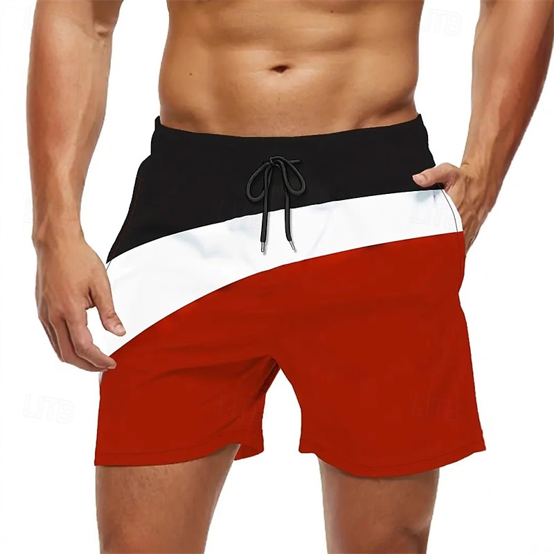 Men's Swim Trunks Swim Shorts Board Shorts Bottoms Drawstring with Pockets Swimming Surfing Beach Water Sports Patchwork Summer Spring - Main Image