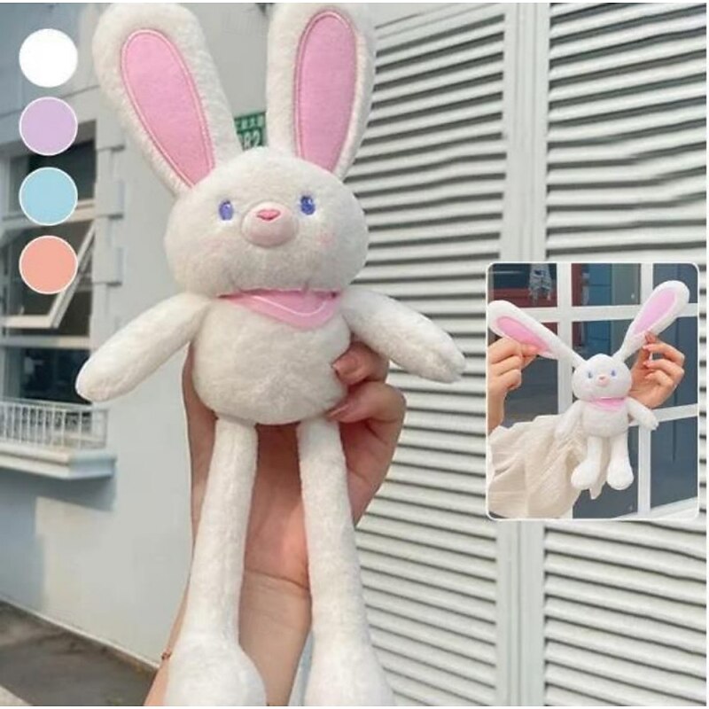 Easter Gift for Kids Pull Up Rabbit Plush Toy,Easter Bunny Pull-up Toys,nteractive Stretchy Design Funny Rabbit Keychain Plush Rabbit Toy,12