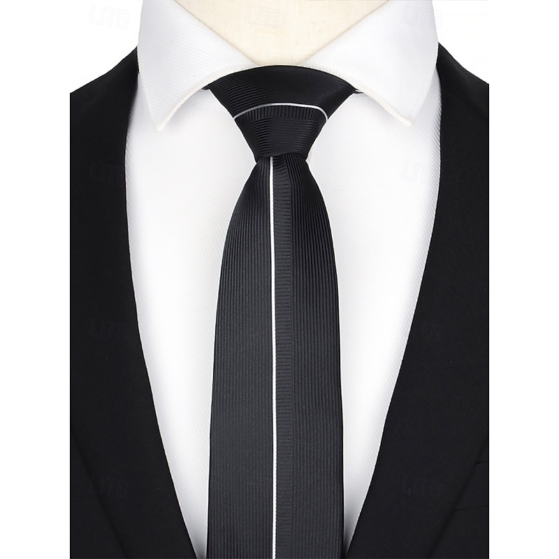 Men's Positioning Pattern 6cm Narrow Tie - Stripe, Floral, Check Pattern, Elegant Woven Silk Tie for Business, Weddings and Formal Events