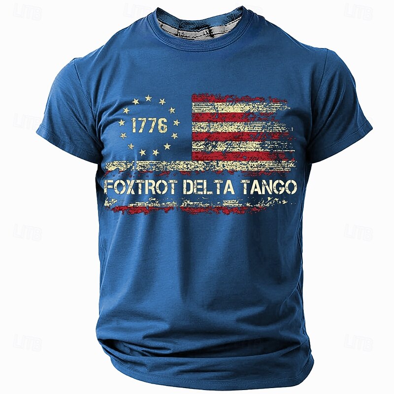 Patriotic T Shirts For Men Deporting Letter Print T shirt Tee Top 100% Cotton Short Sleeve Graphic Shirt Black Army Green Dark Blue Comfortable Tee Street Sports Outdoor Fashion Designer Clothing