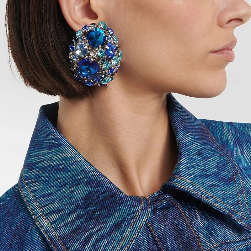 Women's Stud Earrings Geometrical Precious Statement Sweet Imitation Diamond Earrings Jewelry Pink / Blue For Wedding Party 1 Pair