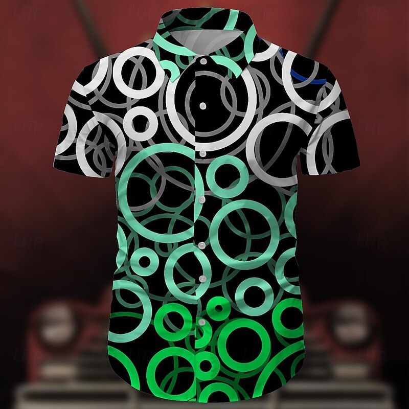 Retro Vintage 1970s Shirt Aloha Shirt Hippie Disco Geometic Fancy Dress Men's Masquerade Vacation Party Pride Parade Adults' Shirt4