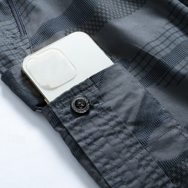 Men's Cargo Shorts Camping Shorts Camo Shorts Hiking Shorts Elastic Waist Zipper Pocket Straight Leg Camouflage Moisture Wicking Wearable Knee Length Outdoor Casual Daily Fashion Streetwear Black3