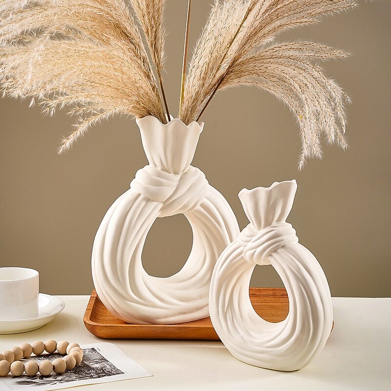 Minimalist Spiral Circle Vase, Resin Home Decor for Dining Room, Hotel, Restaurant, Tabletop and Entryway Decoration, Ideal for Floral and Green Plant Hydroponics, All-Season Use2