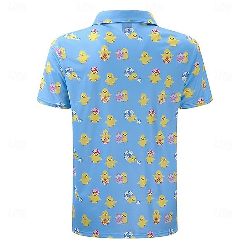 Easter Men's Chick Polo Short Sleeve Polo Shirts Collared Shirts Vintage Casual Outdoor Daily Wear Festival Outfit 3D Print Summer Spring Fall Blue2
