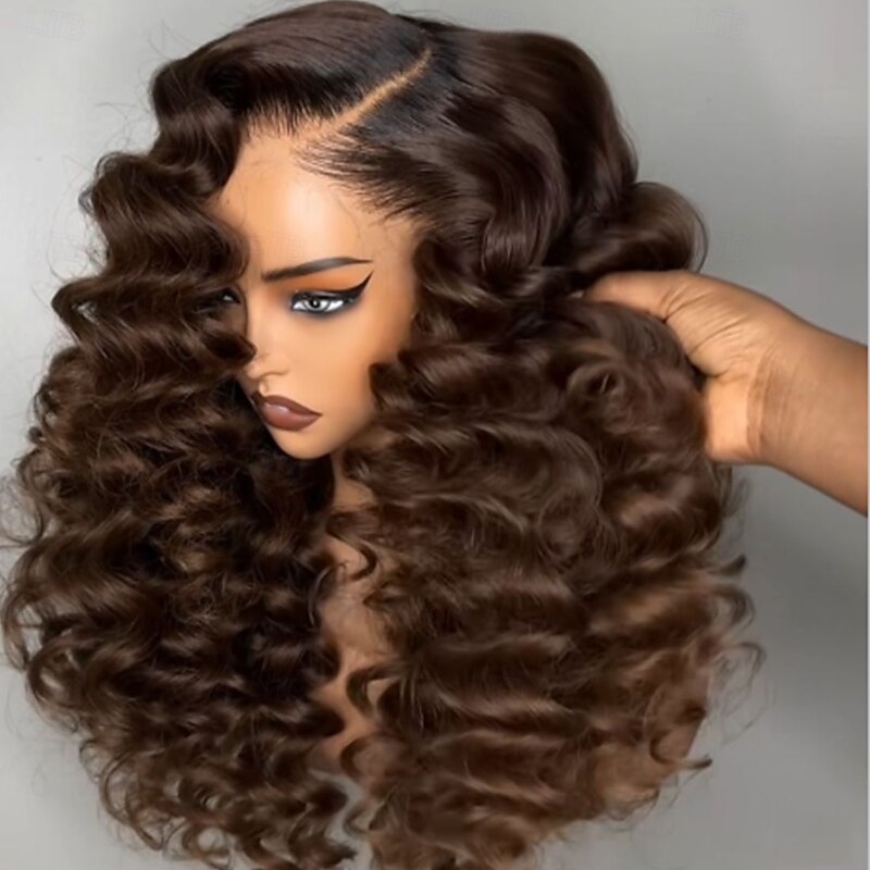 Brazilian Remy Human Hair Glueless 5x5 Lace Closure Wigs with Baby Hair Ombre Colored Lace Frontal Wig  Loose Deep Wave Pre-Plucked for Women4