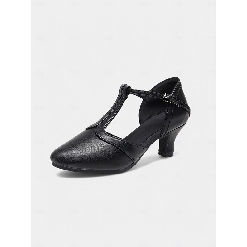 Beige T-Strap Dance Shoes - Elegant Latin & Ballroom Performance Heels for Women4