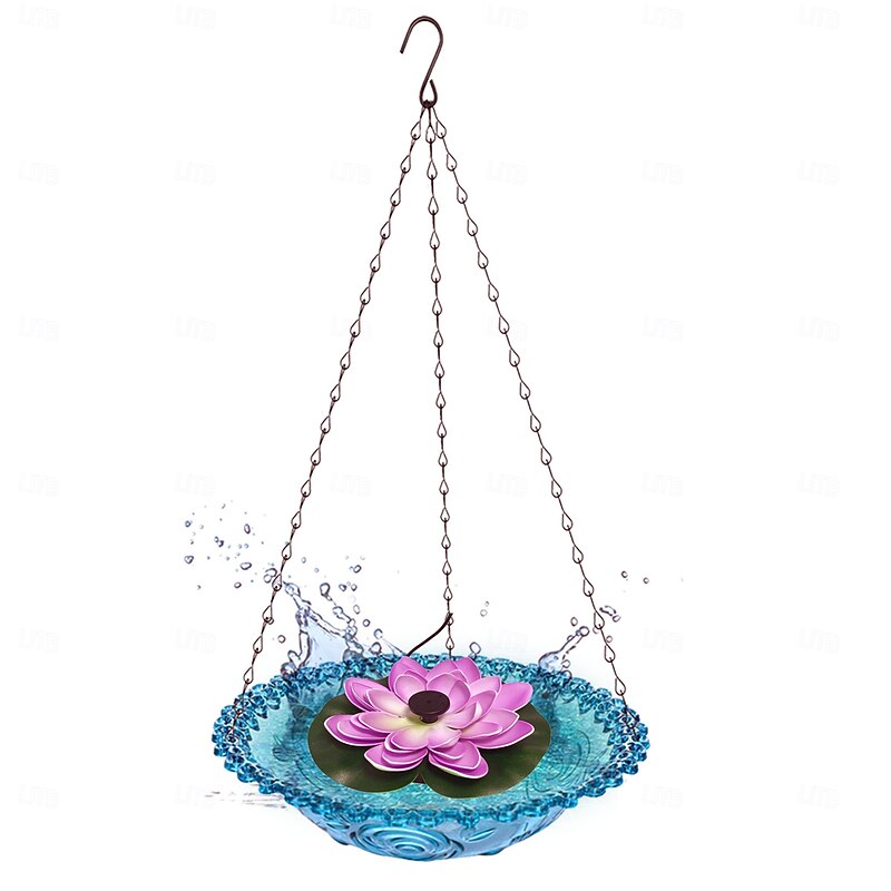 Hanging Bird Feeder & Bird Bath Outdoor Floating Lotus Fountain for Garden Decoration, Water Feature for Birds4