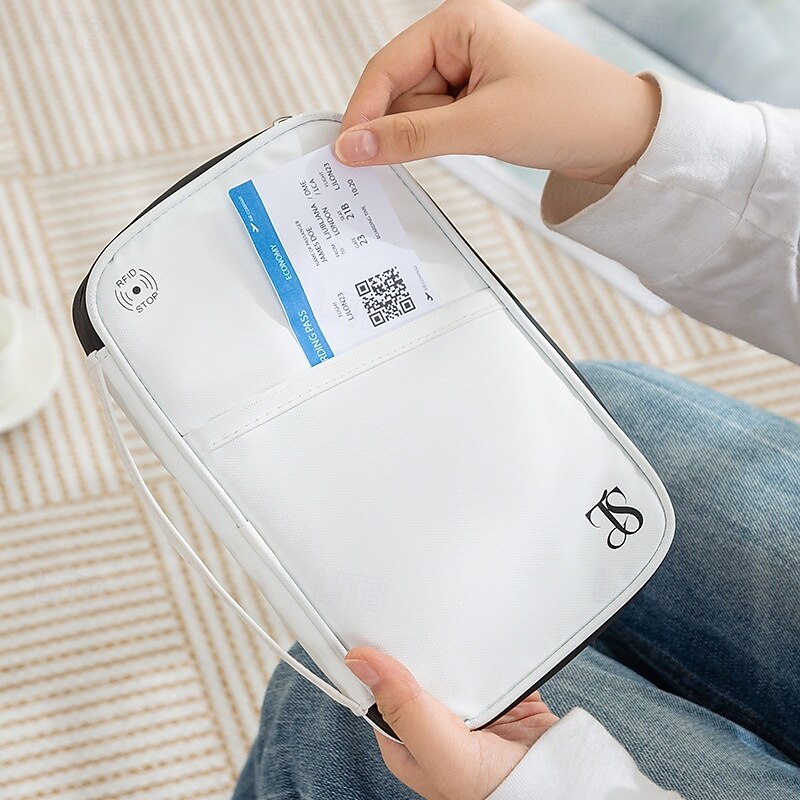 RFID Blocking Passport Holder for Travel, Waterproof Travel Document Organizer, Anti-Theft Passport Case, Travel Wallet for Documents and Cards