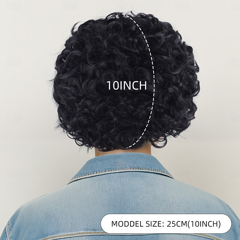 Synthetic Wig Bouncy Curl Curly Weave Bob Asymmetrical Machine Made Wig 10 inch A1 Synthetic Hair Women's Fashionable Design Classic Comfortable Black3