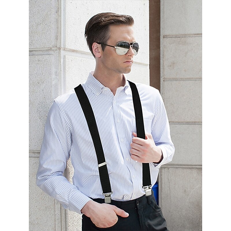 Men's elastic band metal clip adjustable men's suspenders - classic and versatile, suitable for fashion-conscious business and semi-formal occasions4