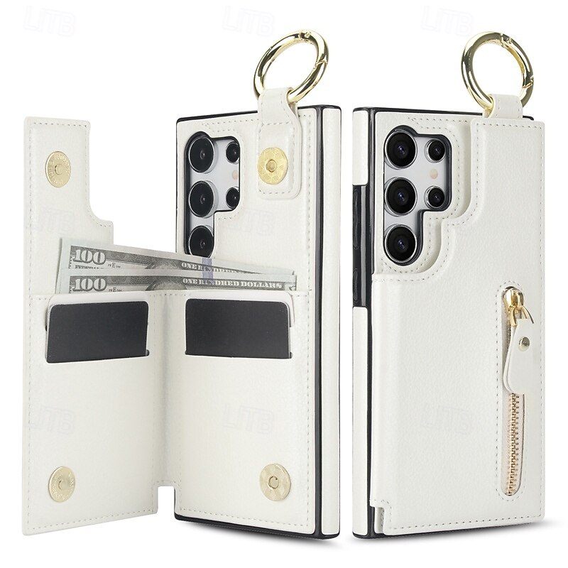 Phone Case For Samsung Galaxy S24 S24 FE S23 S22 S21 Ultra Plus A55 5G A35 5G A25 A15 A14 Back Cover with Stand Holder Magnetic Zipper Retro TPU PU Leather2