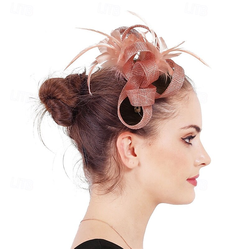 Headpiece Feathers Sinamay Wedding Evening Party Elegant Wedding With Feather Headpiece Headwear2