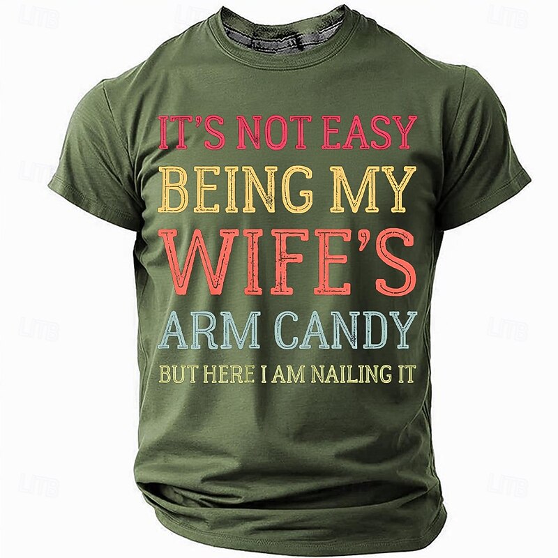 Men's Funny Graphic T-Shirt - "Wife's Arm Candy" Husband Humor Short Sleeve Tee2
