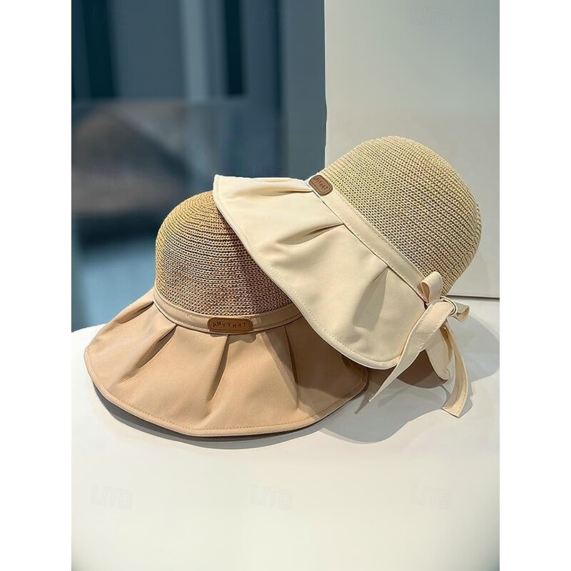 Women's Wide Brim Straw Sun Hat - Foldable UV Protection Soft Brim Beach Hat with Bow Decoration, Elegant Summer Hat for Vacation, Outdoor and Travel4