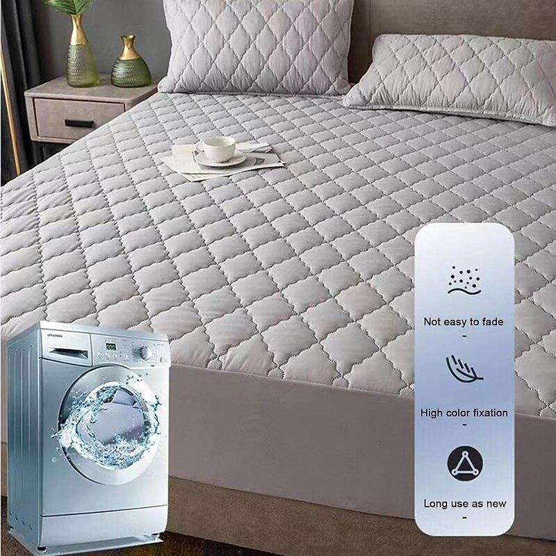 Queen Full King Protective Bed Cover Waterproof Mattress Protector Quilted Fitted Mattress Pad Bed Protector Thick Bed Cover Non-Slip Fitted Sheet with Deep Pocket Noiseless Hypoallergic4