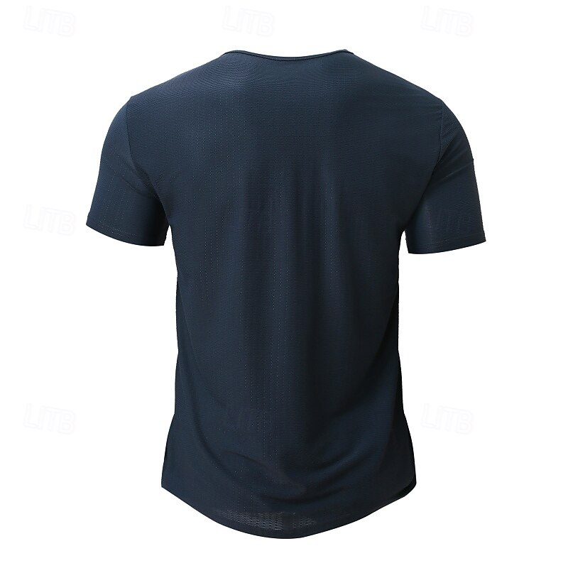 Men's T Shirt Tee Short Sleeve Crew Neck Summer Solid Color Sporty Quick Dry Plain Casual Practise Activewear Black White Gray Top Tee for Men2