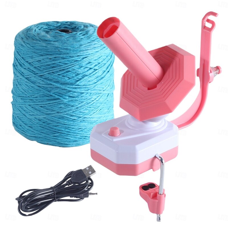 1pc USB-Powered Electric Yarn Winder - Efficient Quick Knitting & Weaving Tool in Pink/Blue - Ideal Gift for Mom on Birthday or Mother's Day