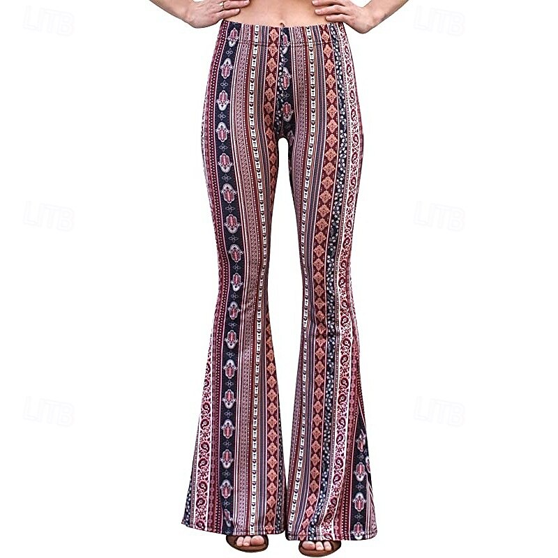 Retro Vintage 1960s Hippie Long Length Dude Funk Bell Bottom Pants Hippie Disco Printing Fit & Flare Fancy Dress Women's Carnival Costume Carnival Daily Wear Pride Parade Pride Month Adults' Pants2