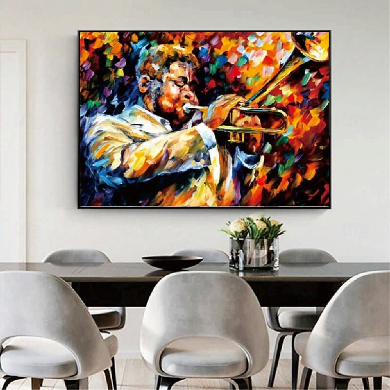Pure Hand-painted Oil Painting Abstract Jazz Music Oil Painting on Canvas Large Wall Art  Textured Black Jazz Art Modern Living Room Home Decor Gift for Musician oil paintings4