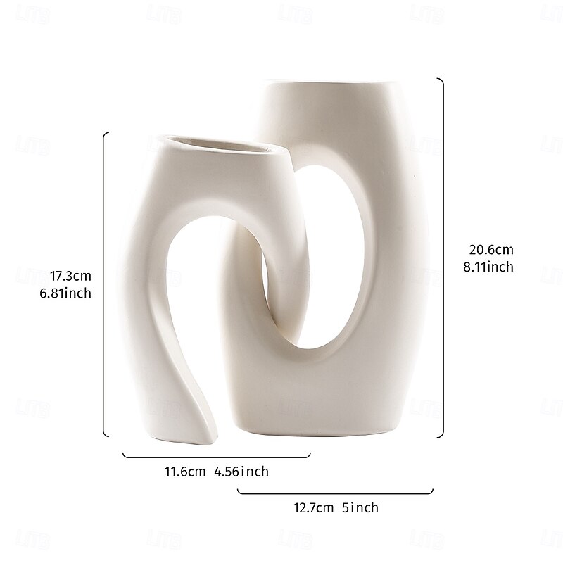 Abstract Couple Vase Set – Black, White, Beige Resin Cross-Shape Vases, Minimalist Table Centerpiece for Wedding, Party, Floral Arrangements, Dinner Decor, Home Flower Display, and Hydroponic Plant Holder2