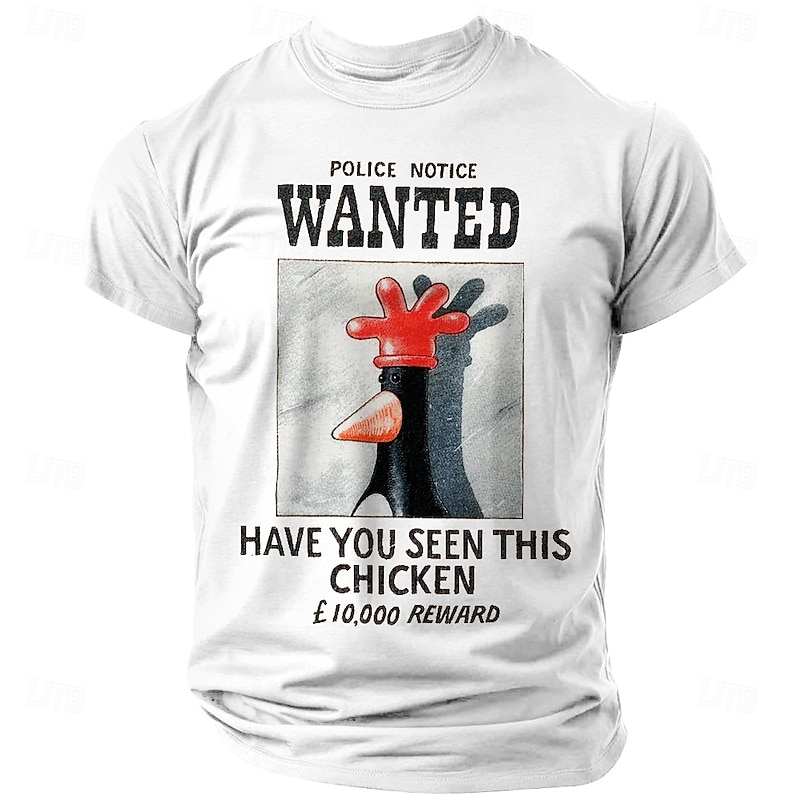 Men's Animal Funny T Shirt Short Sleeve T shirt 3D Print Crew Neck Shirt Exaggerated Designer Party Holiday Black White Red Summer Spring Clothing Apparel S M L XL XXL XXXL