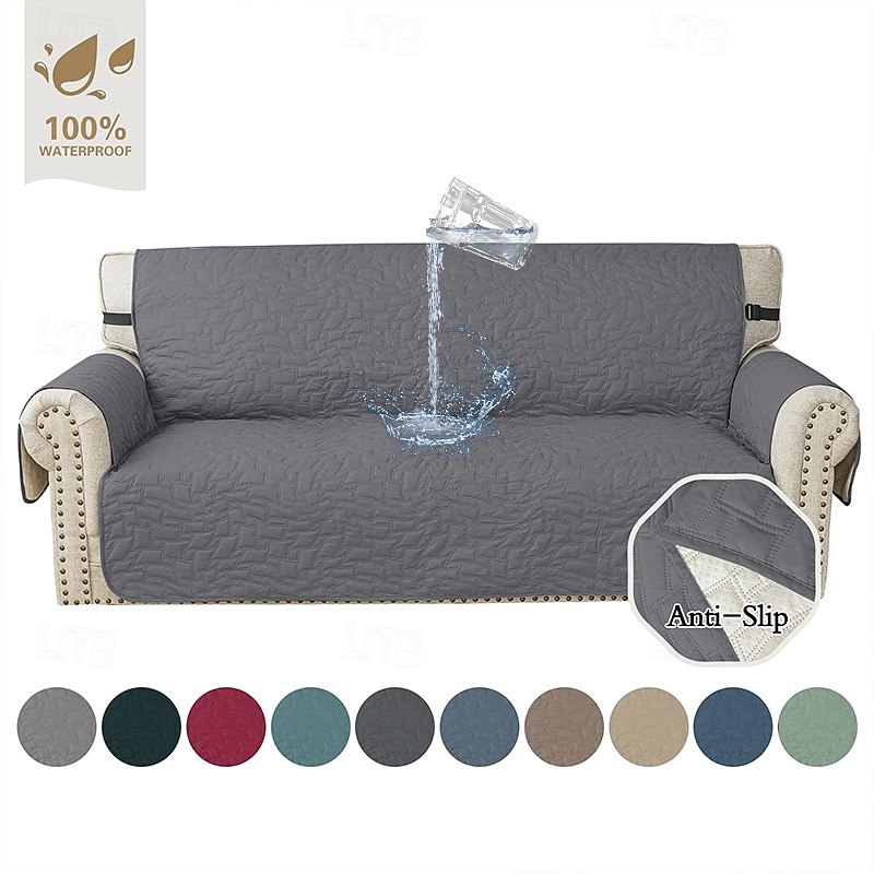 Waterproof Couch Cover for Cushion Couch Sofa Cover for Dogs Water Resistant Furniture Protector Cover with Foam Sticks Elastic Straps for Pet Cat2