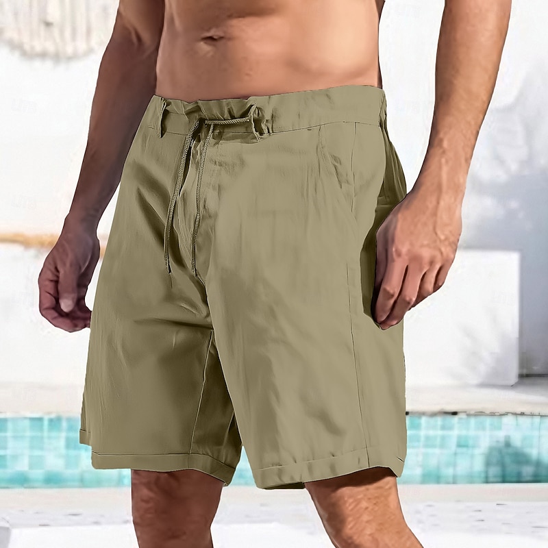 Men's Shorts Dress Shorts Casual Shorts Pocket Drawstring Straight Leg Plain Breathable Quick Dry Knee Length Office Daily Running Fashion Streetwear White Blue