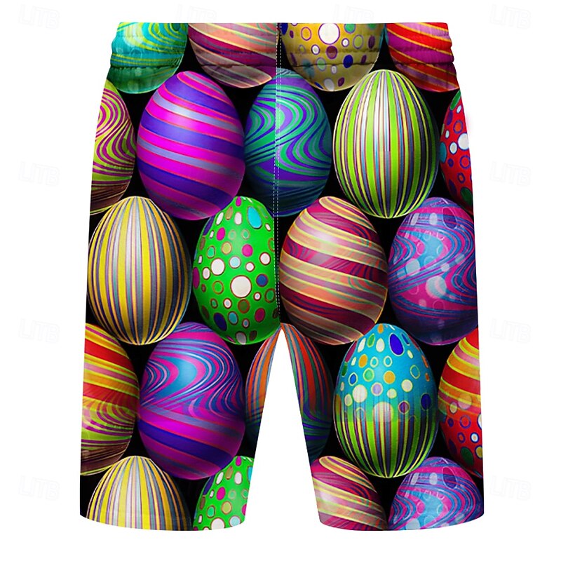 Easter Men's Easter Eggs Swim Trunks Swim Shorts Board Shorts Mid Waist Hawaiian Holiday Festival Drawstring Mesh Lining Elastic Waist Designer Clothing Apparel2
