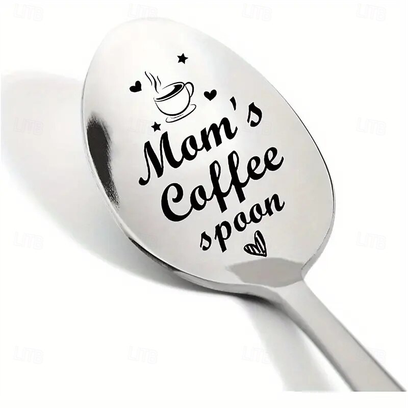 Mom's Coffee Engraved Spoon Mom Coffee Lover Gifts Spoon Stainless Steel Gift For Mother's Day Birthday Christmas From Son Daughter3
