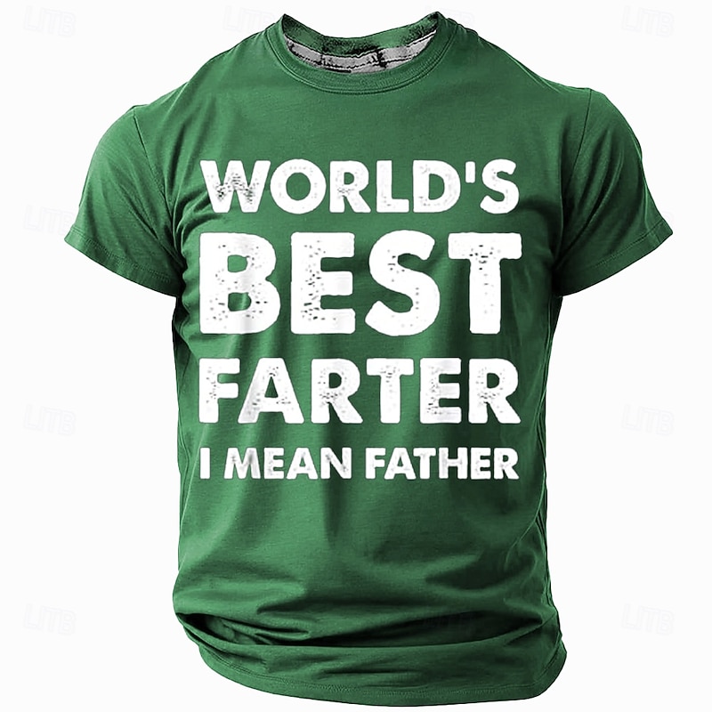 Men's Funny Short Sleeve T-Shirt: 'World's Best Farter I Mean Father' Humorous Dad Gift3