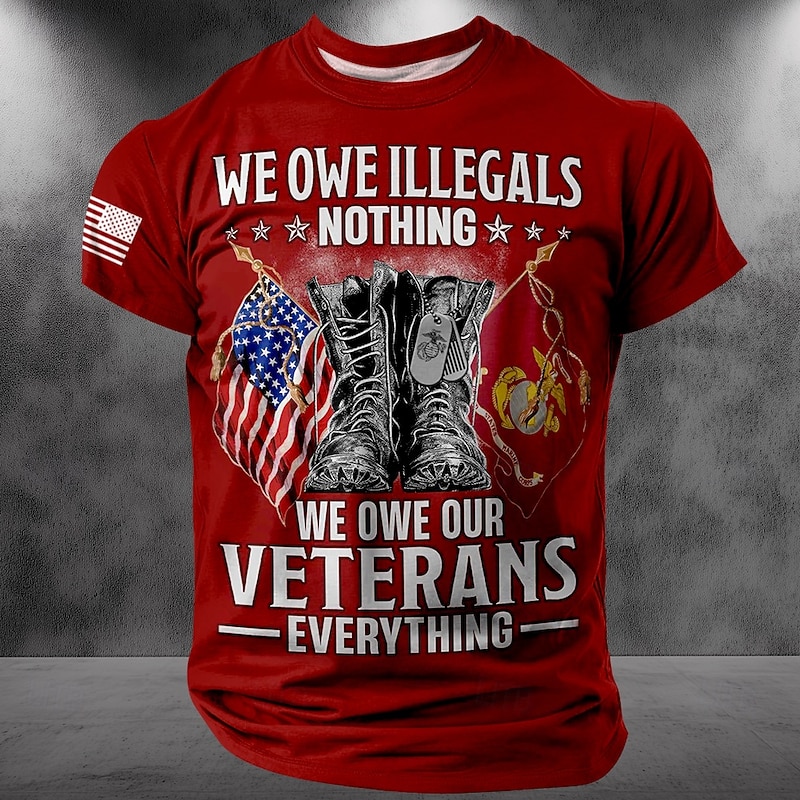 Patriotic T Shirts For Men Skull American US Flag T Shirt Short Sleeve T shirt 3D Print Crew Neck Shirt Fashion Daily Basic Street Casual Daily Black Summer Spring All Seasons Clothing Apparel S3