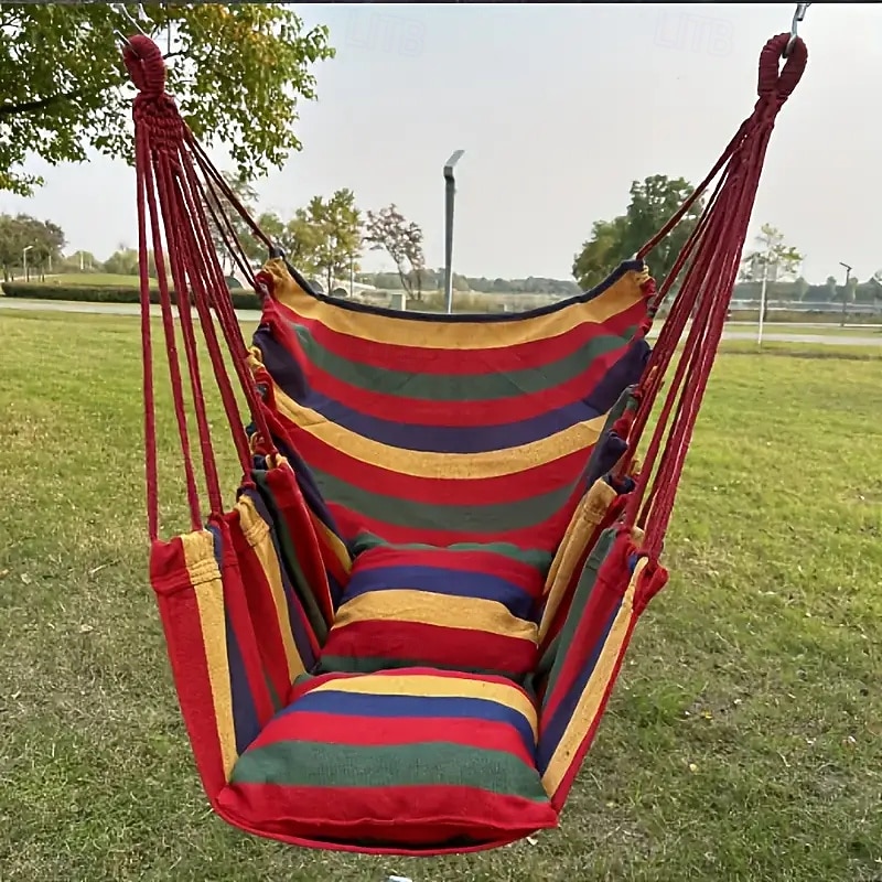 1 Piece Hammock Chair Swing Seat Sturdy Hammock Chair With Multiple Drawstrings Comfortable and Durable and Equipped With Two Ropes and Instructions for Easy Hanging Ideal for Outdoor Use