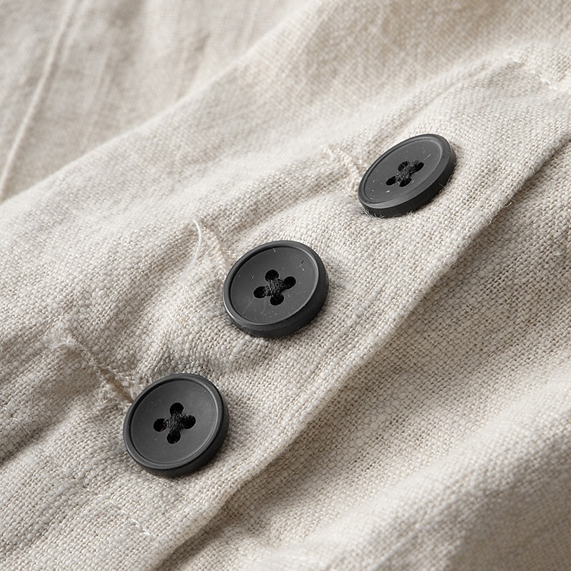 Men's Linen Blazer Blazer Business Cocktail Party Wedding Party Fashion Casual Spring &  Fall Polyester Linen Plain Pocket Buttons Comfortable Single Breasted One-button Blazer Black Burgundy Dark4