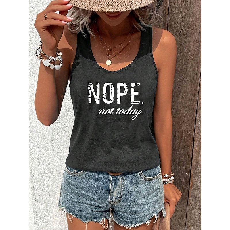 Women's Camisole Tank Top Graphic Letter Vintage Casual Sleeveless Crew Neck Scoop Neck Regular Tops Daily Vacation Wear Print Gray Summer3